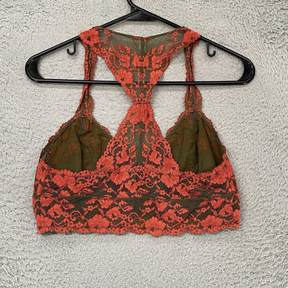 Free People Intimately Bralette Womens L Wild Roses Lace Racerback Sheer Floral - Picture 7 of 11